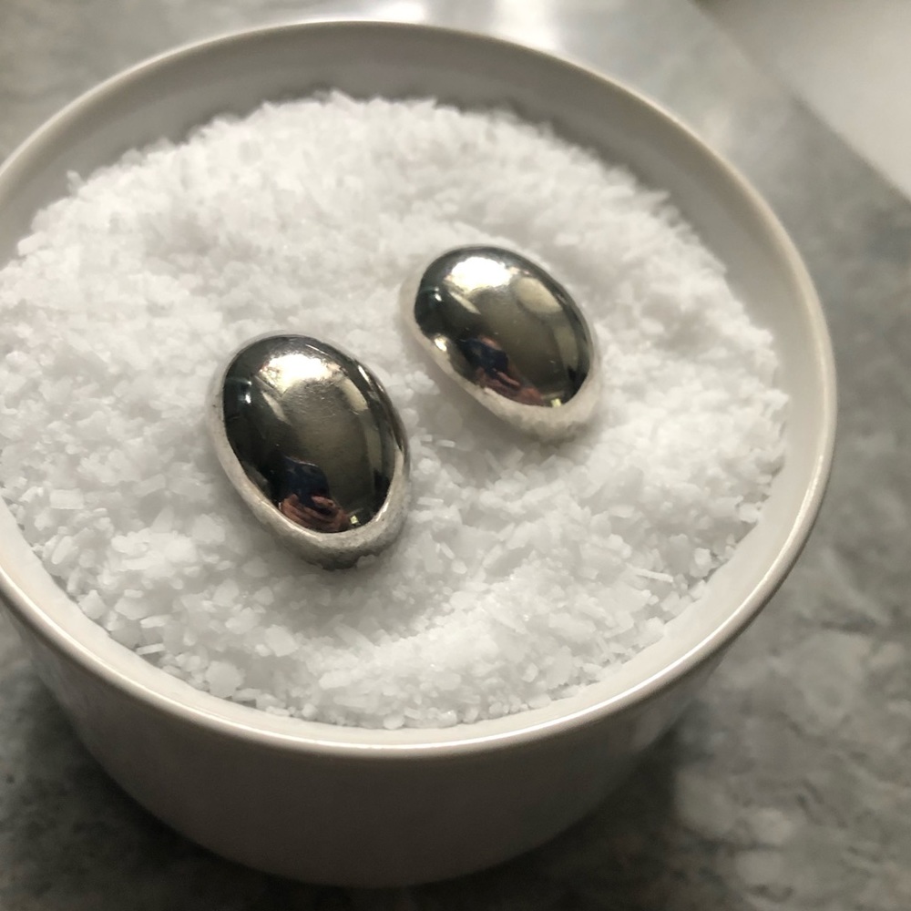 Vintage Sterling Silver Oval Earrings